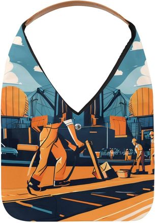 Generic Labor Day Pattern Reusable Lightweight Grocery Bags - Foldable Into Compact Pouch, Washable & Sturdy, Multipurpose for Shopping and Travel