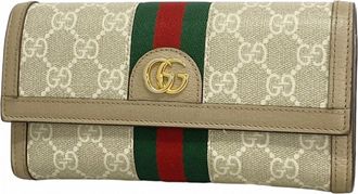 Gucci Beige Pvc Long Wallet (Bi-Fold) (Pre-Owned)