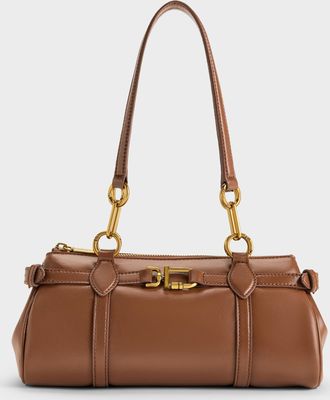 Charles & Keith Gwynne Metallic-Accent Elongated Shoulder Bag