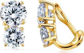 Crislu Cubic Zirconia Clip-On Earrings in Crystal/Gold at Nordstrom