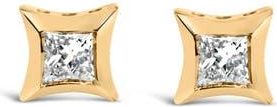 House of Brilliance 10K Gold 1/5 Cttw Invisible Set Princess-Cut Diamond Stud Earrings in Yellow at Nordstrom