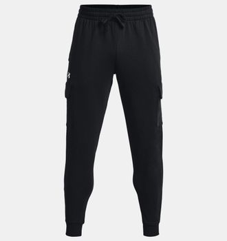 Under Armour Jogginghose UNDER ARMOUR UA RIVAL FLEECE CARGO JOGGER, Herren, Gr. XL, N-Gr, schwarz,, wei&szlig;, Obermaterial: 80% Baumwolle, 20% Polyester, Hosen Jogging