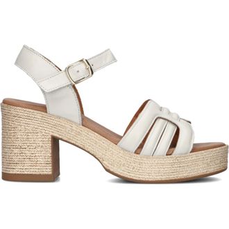 Notre-V Schoenen, Dames, Wit, 41 EU, Leer, Witte Sandalen met Blokhak