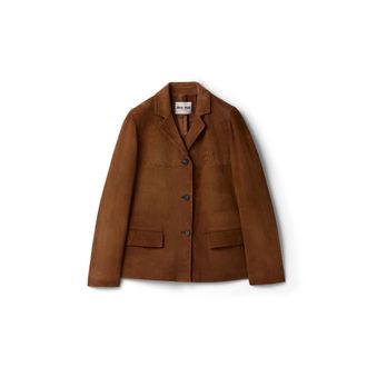 Miu Miu Suede Jacket, Woman, Cognac, Size 36