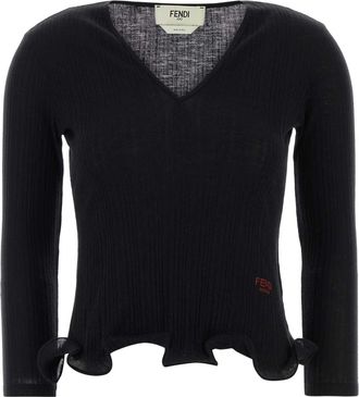 Fendi Black Wool Top
