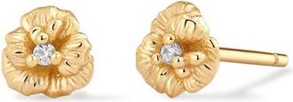 Made by Mary Cubic Zirconia Birthstone Flower Stud Earrings in Gold February at Nordstrom