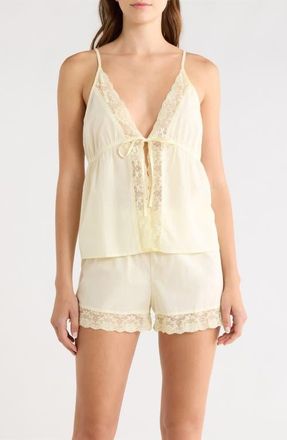 Open Edit Flirty Short Cotton Pajamas in Yellow Sorbet at Nordstrom, Size X-Large