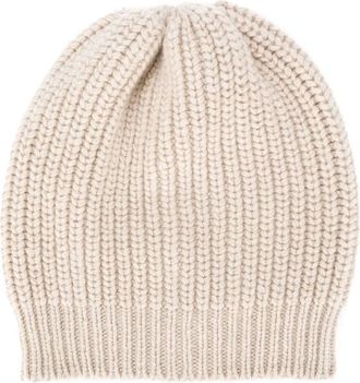 Brunello Cucinelli Cashmere And Silk Diamond Yarn Knit Beanie Accessories