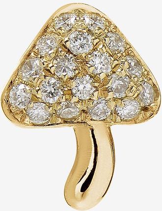 Roxanne First Einzelner Gelbgold-Ohrstecker mit Diamanten Mini Mushroom