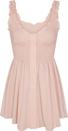 SKIMS Smocked Poplin Mini Dress - Pink - L (UK16-18)