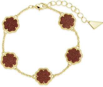 Sterling Forever 14K Plated Rose Petal Station Bracelet