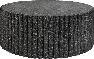 Beliani Mesa De Centro Mgo Fibra De Vidrio Tablero Redondo Resistente A Uv Manchas &Oacute;xido Agua Viento Moderno Negro Pozza