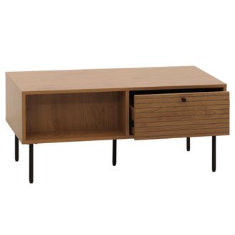 Hhg Nunca Usado] Mesa De Centro Hhg 281, Mesa De Sal&oacute;n Mesa De Sof&aacute;, Estilo Escandinavo Metal Madera Melamina Mvg 45x100x50cm, Naturaleza