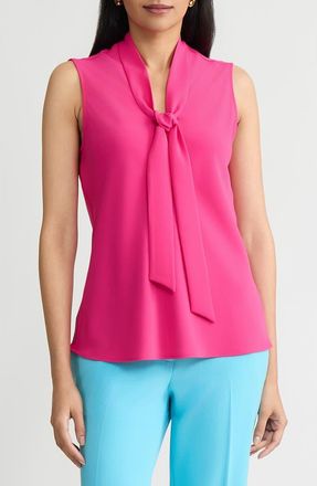 Kasper Sleeveless Tie Front Top in Pink Perfection at Nordstrom, Size X-Large