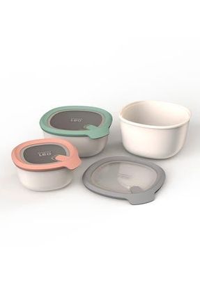 Berghoff INTERNATIONAL Leo To Go 3-Piece Covered Bowl Set in White Grey Mint Pink at Nordstrom Rack