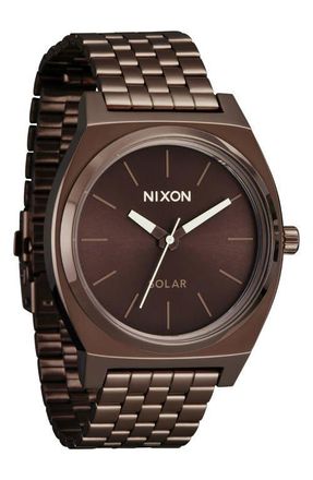 Nixon Time Teller Solar Bracelet Watch, 40mm in Chocolate /Cappuccino at Nordstrom
