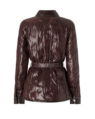 Pinko Semi-Sheen Technical Canvas Puffer Jacket - Brown