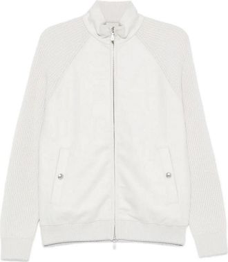 Eleventy Full Zip Jacket Sand And Lt Gray