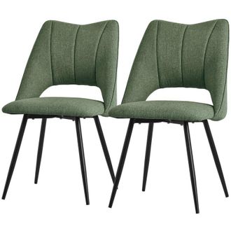ML Design ML-Design Set di 2 Sedie per Sala da Pranzo Verde Seduta in Poliestere con Gambe in Metallo Nero Poltrona da Cucina con Schienale da Soggiorno Sedie