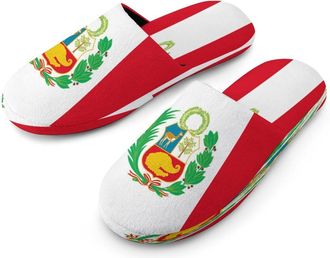 Generic Peru1 State Flag Mens Cozy Memory Foam Slippers Warm Cotton House Shoes Comfy Slipper for Indoor Outdoor
