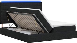 vidaXL Cama De Almacenamiento Led Con Colch&oacute;n Negro 180 X 200 Cm Tela Vidaxl
