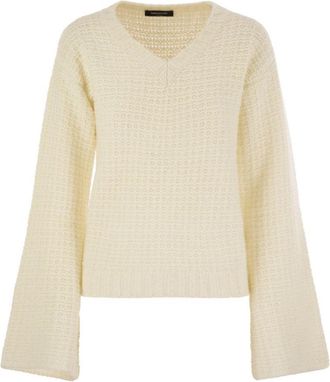 Fabiana Filippi V-Neck Sweater In Platinum With Sequins