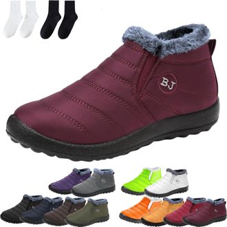 Generic Womens Waterproof Orthopedic Warm Boots, Anti-Slip Fur Lined Slip On Shoes for Women Men (Red-A,12.5)