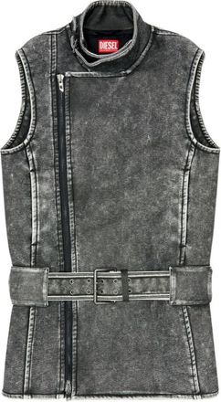 Diesel Black Distressed Mock Collar Mini Dress