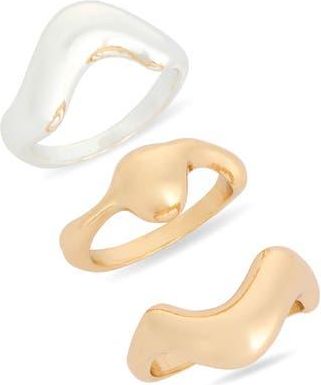 Leith 3-Pack Wavy Assorted Rings in Gold- Silver at Nordstrom Rack, Size Small/medium
