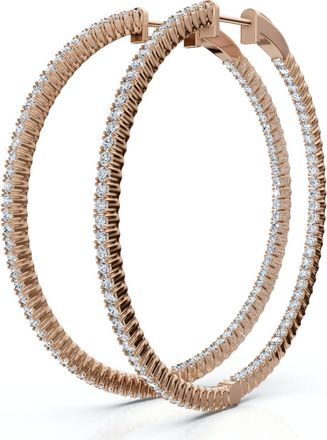 Pompeii3 1 3/4Ct Diamond Inside Outside 2 Tall Hoops Earrings Lab Grown