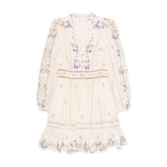 Zimmermann Kleedjes, Dames, Beige, XS, Ruffled Short Dress