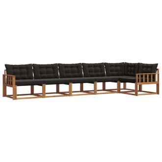 vidaXL Conjunto De Sof&aacute;s De Exterior Con Coj&iacute;n 6 Pcs Natural Y Negro Vidaxl