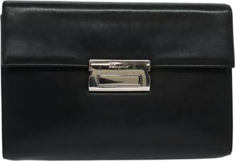 Ferragamo Black Leather Clutch Bag (Pre-Owned)