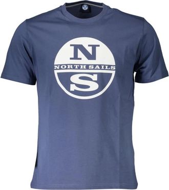 North Sails Blauw Katoenen Heren T-Shirt met Opvallende Print - Heren - T-shirts - Blauw - M - Katoen - Tops