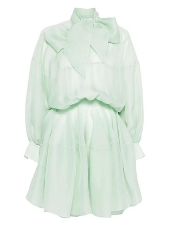 Viktor & Rolf pussy-bow mini dress - women - Silk - S - Green