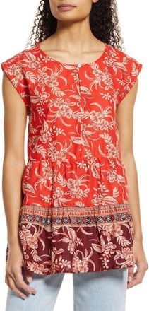 Beach Lunch Lounge Jessa Border Print Cotton Top in Maui Sunrise at Nordstrom, Size X-Small
