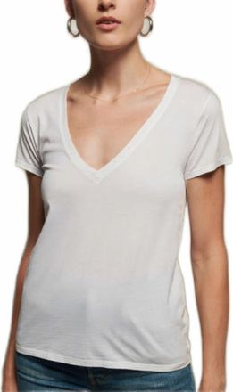 Nation Ltd Womens Blair Slim V Neck Tee In White