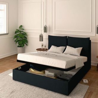 Baldiflex Baldiflex - Letto Contenitore Matrimoniale 160x200 Licia in Tessuto con Rete a Doghe colore Nero Black
