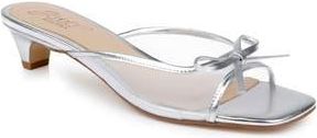 Badgley Mischka Felisha Kitten Heel Slide Sandal in Silver Leather at Nordstrom Rack, Size 8.5