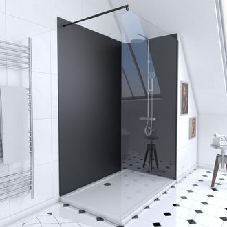 Aurlane Aurlane - Pack Ducha 90x120 - Paneles Murales Negros + Plato + Mampara 8 Mm