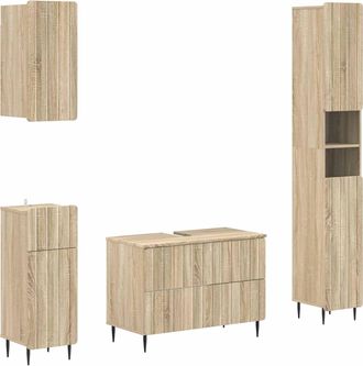 vidaXL Juego De Armarios De Ba&ntilde;o De 4 Piezas Zwolle Roble Sonoma Vidaxl