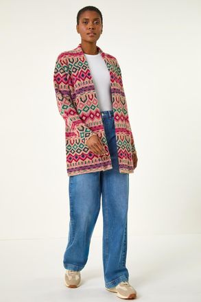 Roman Geometric Pattern Knit Cardigan