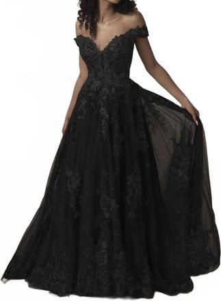 Allure Bridals Off The Shoulder Bridal Gown In Black