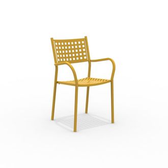 MondoViro Conjunto de 8 sillones de metal dorado con reposabrazos 53x53 cm 85h