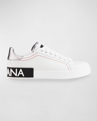 Dolce & Gabbana Leather Logo Low-Top Sneakers
