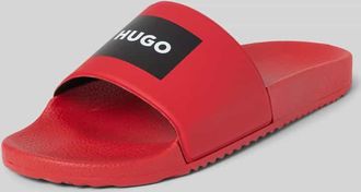 HUGO BOSS Slides mit Label-Print Modell Timein in Rot, Gr&ouml;&szlig;e 43