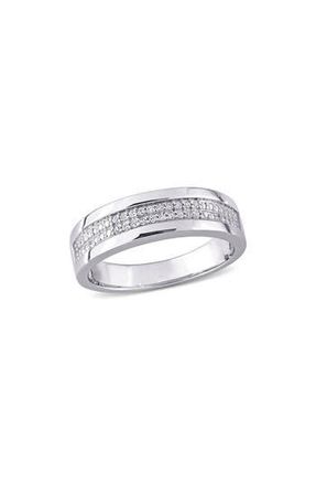 Delmar Mens Diamond Band Ring in Silver at Nordstrom Rack, Size 9.5