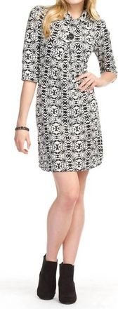 Papillon Floral Print 3/4 Sleeve Cowl Neck Pleat Button Dress In Cream/black