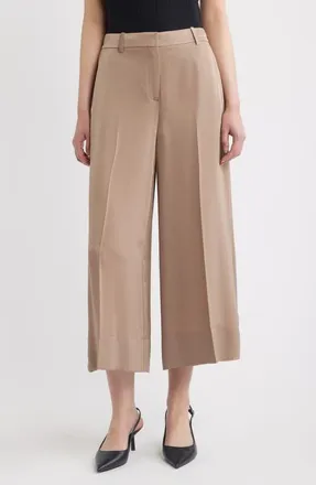Theory Wide Leg Satin Culottes in Mocha Taupe - 2Qc at Nordstrom, Size 0