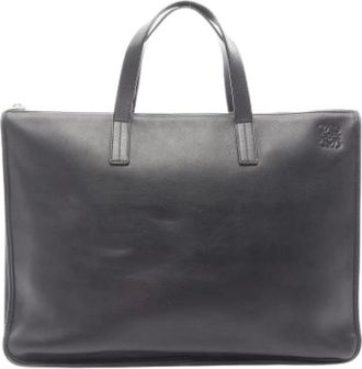 Loewe Pre-owned Tote Bags, male, Black, Size: ONE SIZE Pre-owned Leather Tote Bag
